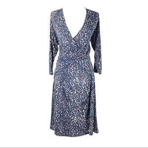 Ann Taylor L dress long sleeve floral faux wrap